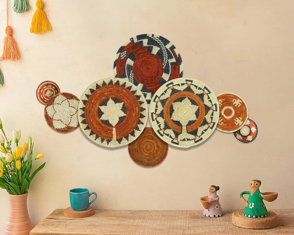 Set of 8 Handwoven wall baskets SET-362-8 N