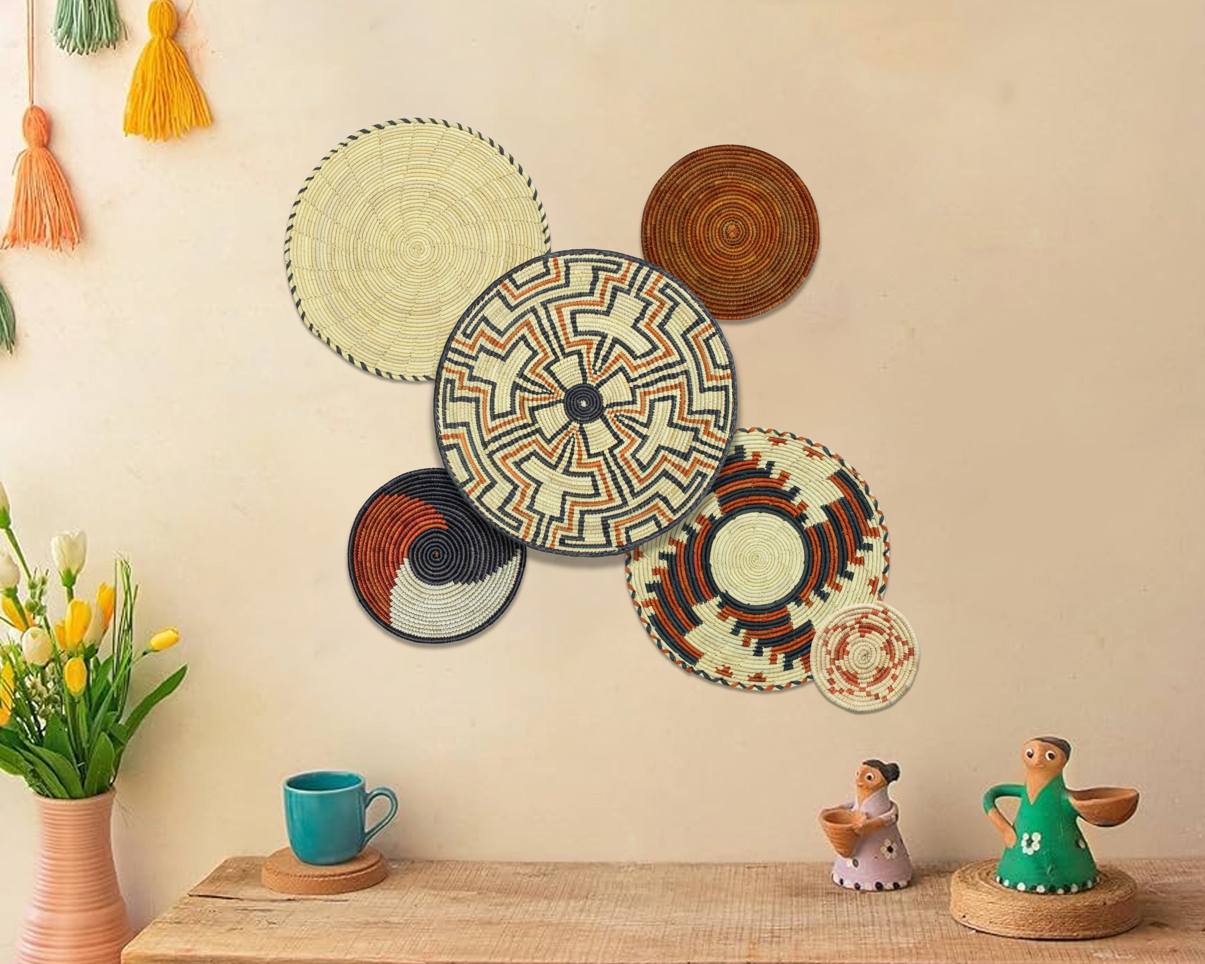 Set of 6 Handwoven wall baskets SET-373-6 N