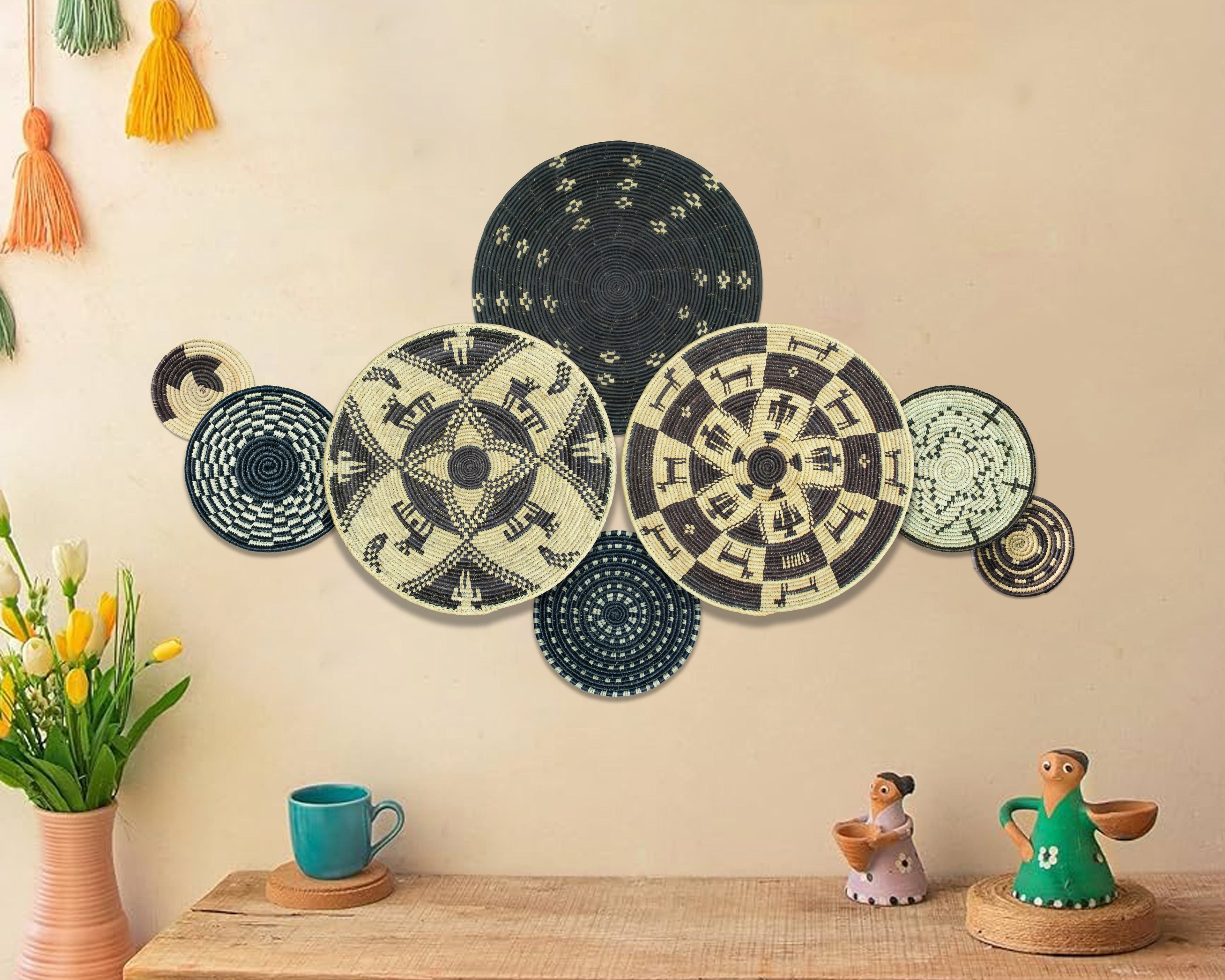 Set of 8 Handwoven wall baskets SET-361-8 N