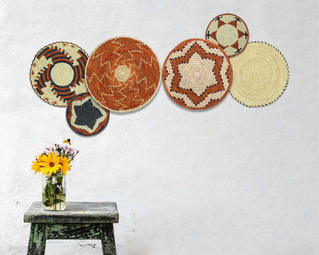 Set of 6 Handwoven wall baskets SET-274-6 N