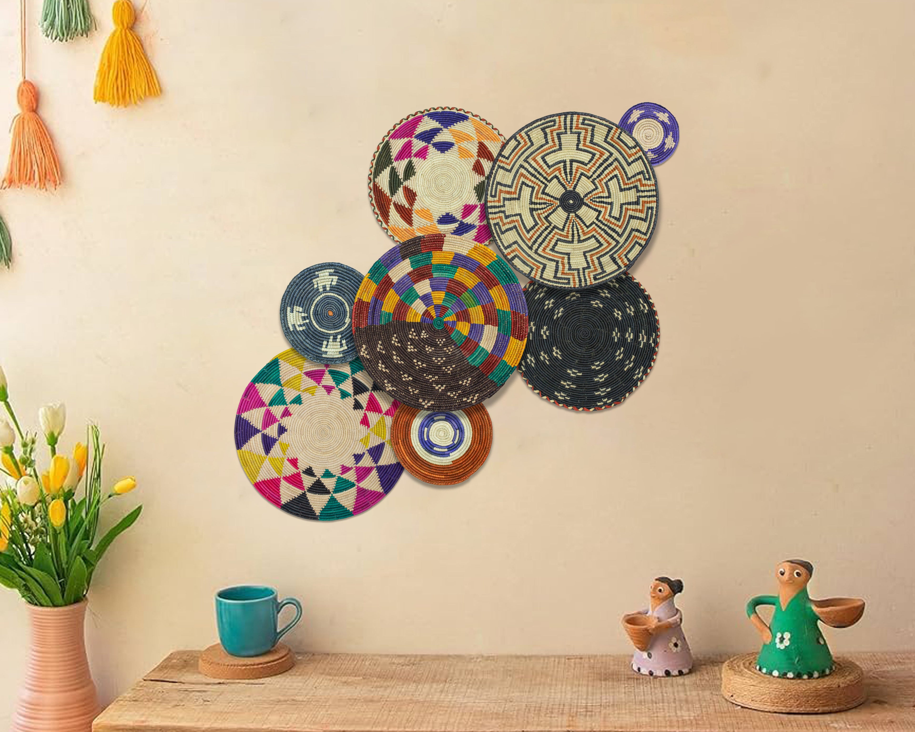 Set of 8 Handwoven wall baskets SET-348-8 N