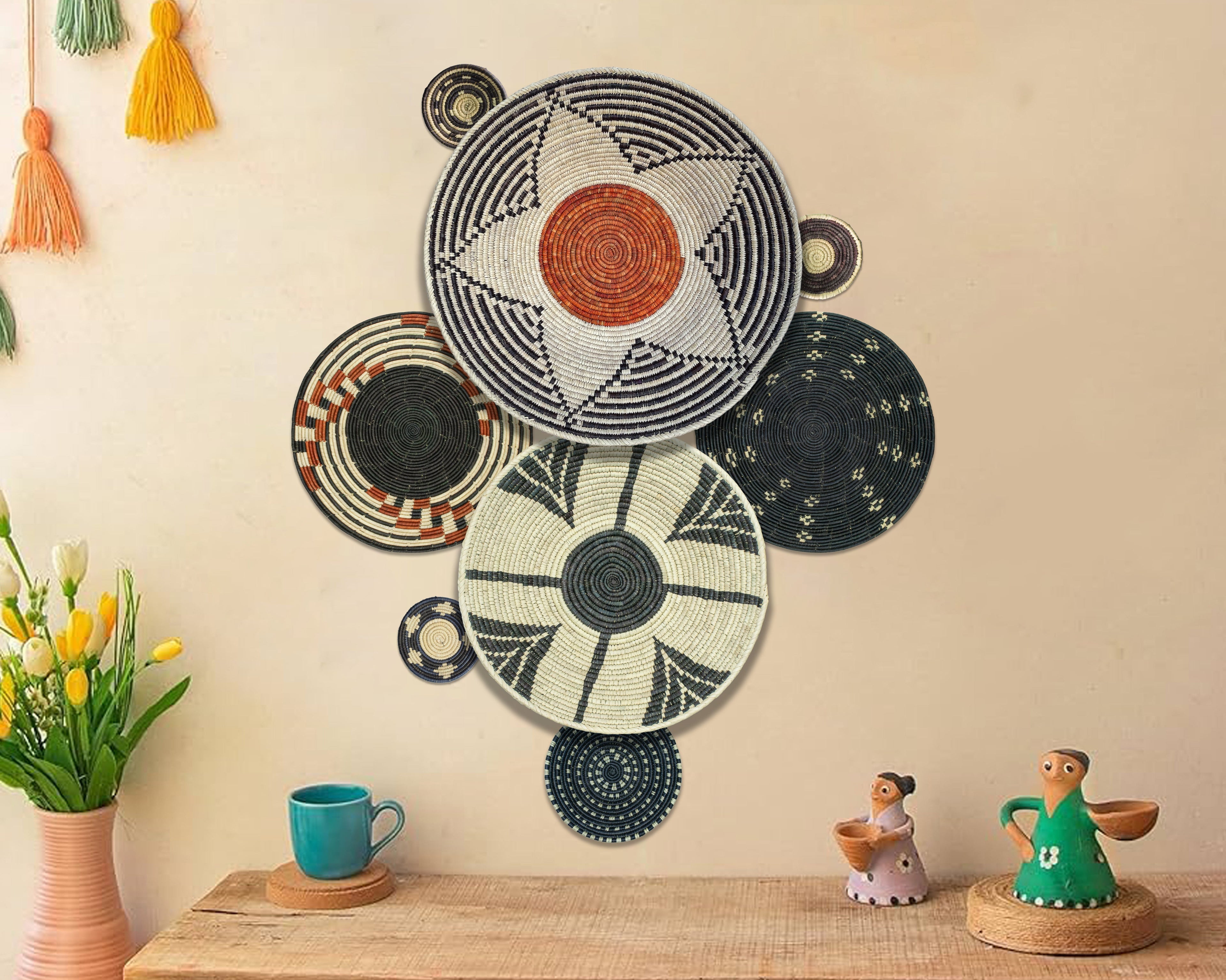 Set of 8 Handwoven wall baskets SET-331-8 N