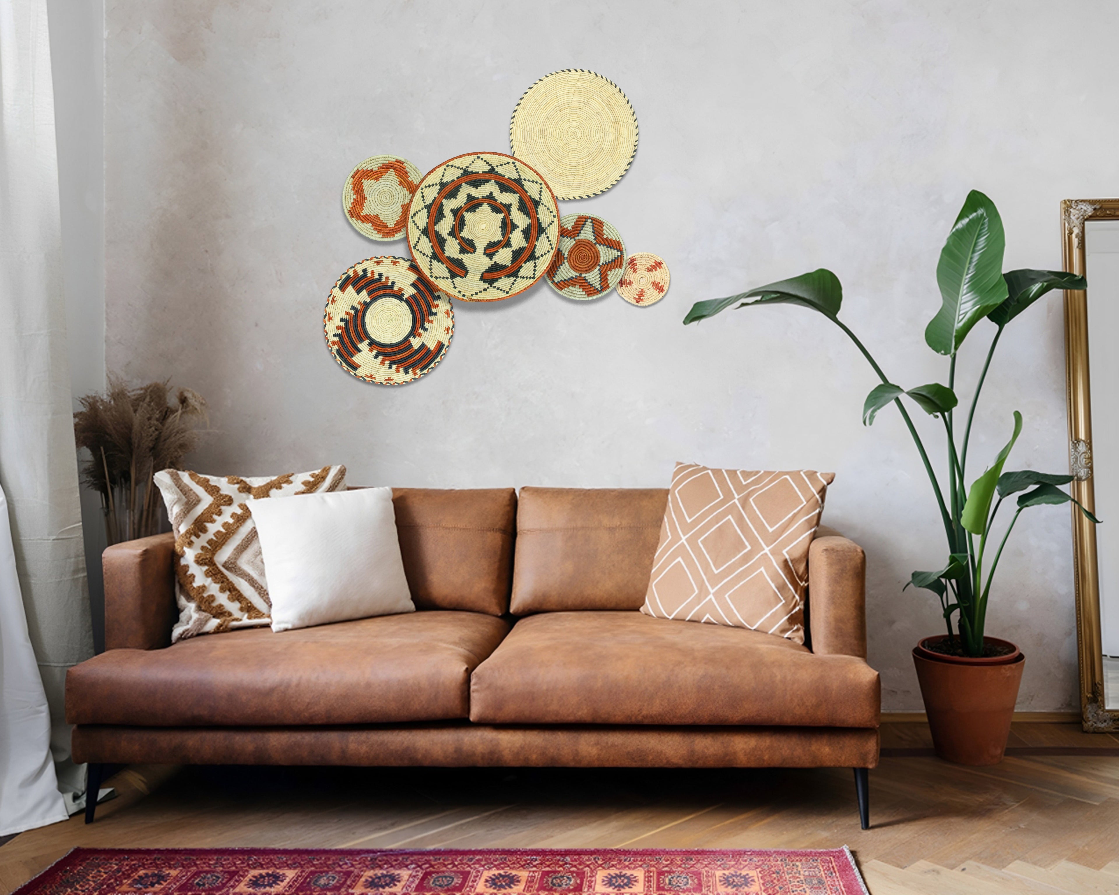 Set of 6 Handwoven wall baskets SET-396-6 N