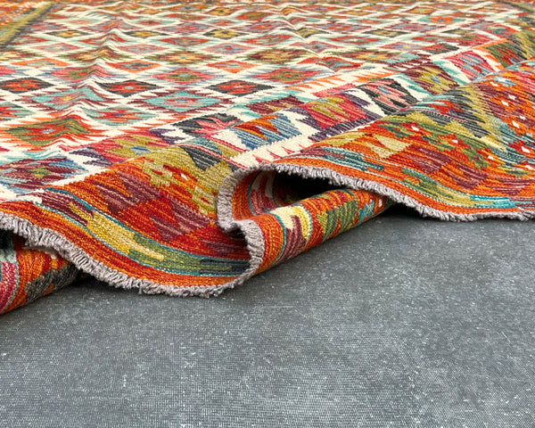 Afghan Maimana Wool Kilim - 10x7 ft