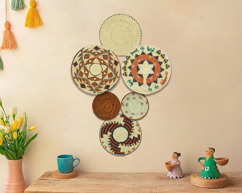 Set of 6 Handwoven wall baskets SET-383-6 N