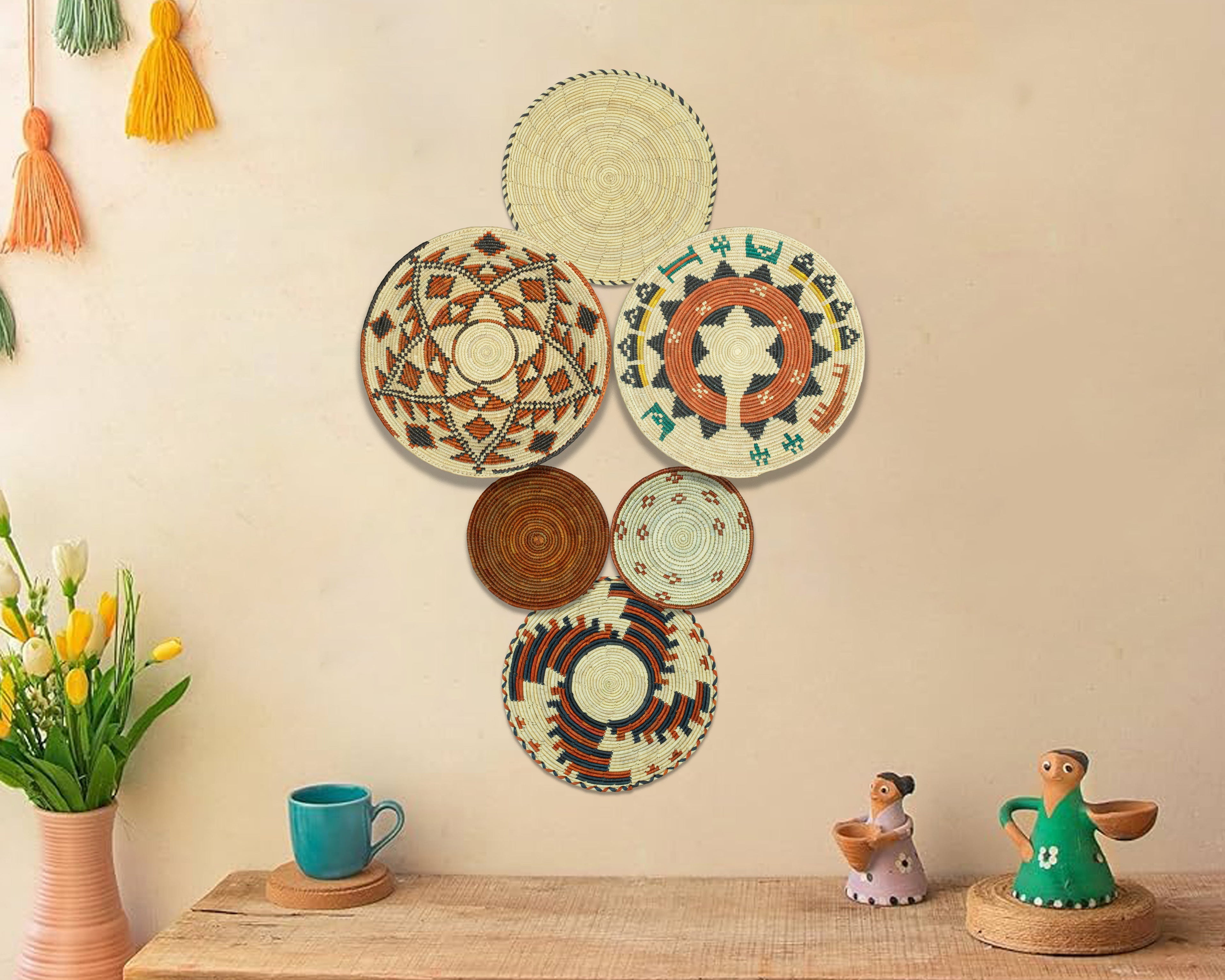 Set of 6 Handwoven wall baskets SET-383-6 N