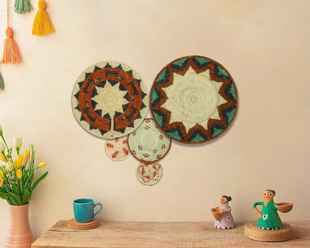 Set of 5 Handwoven wall baskets SET-71-5 N