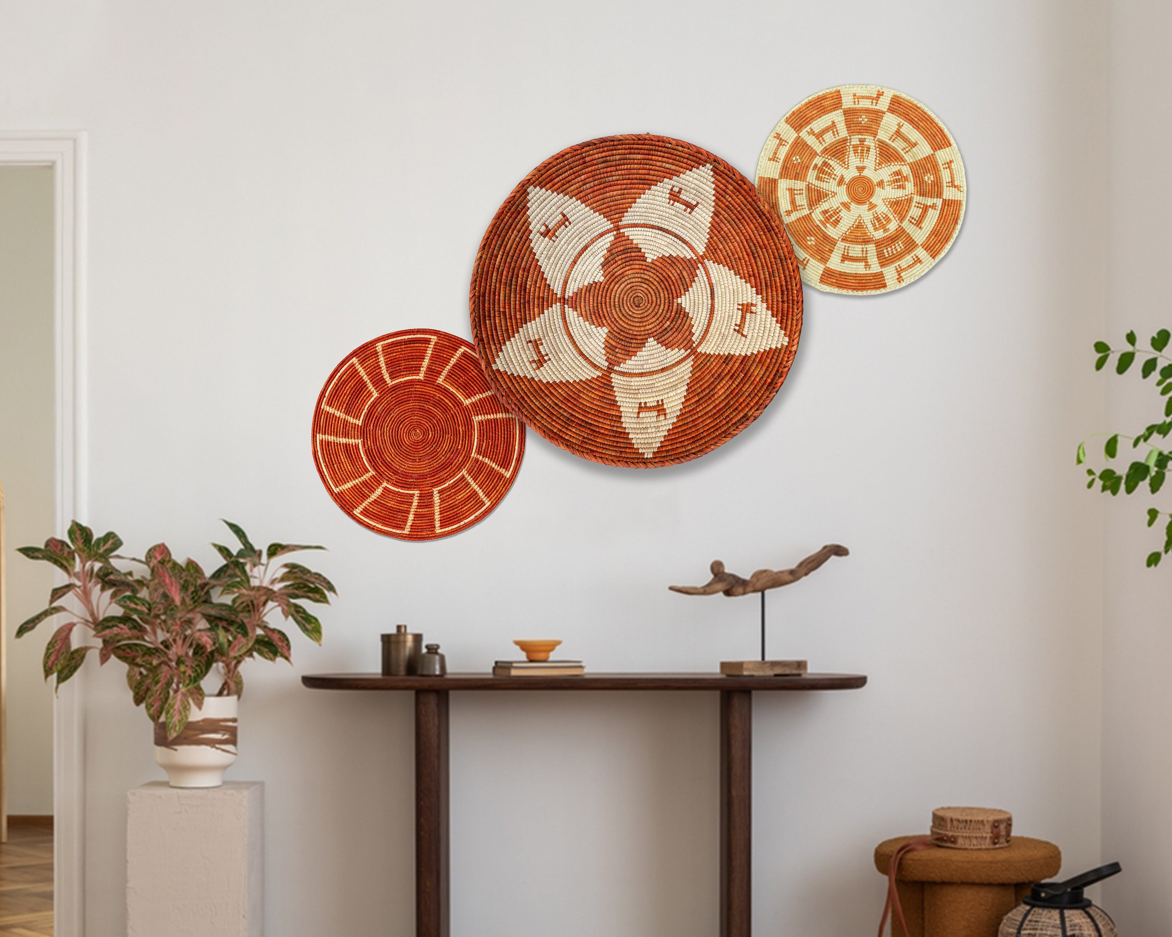 Set of 3 Handwoven wall baskets SET-203-3 N