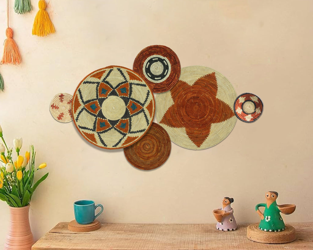 Set of 6 Handwoven wall baskets SET-379-6 N