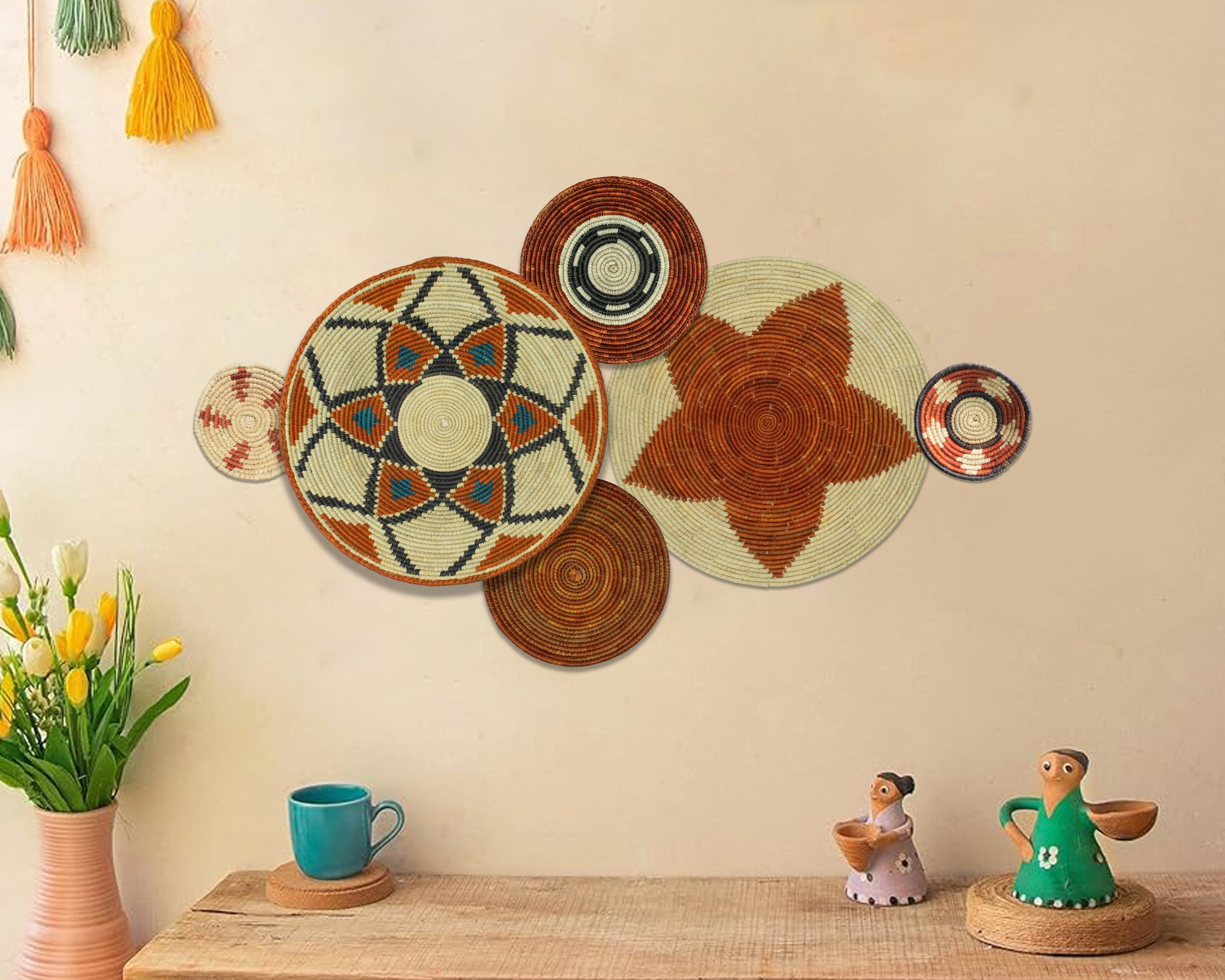 Set of 6 Handwoven wall baskets SET-379-6 N