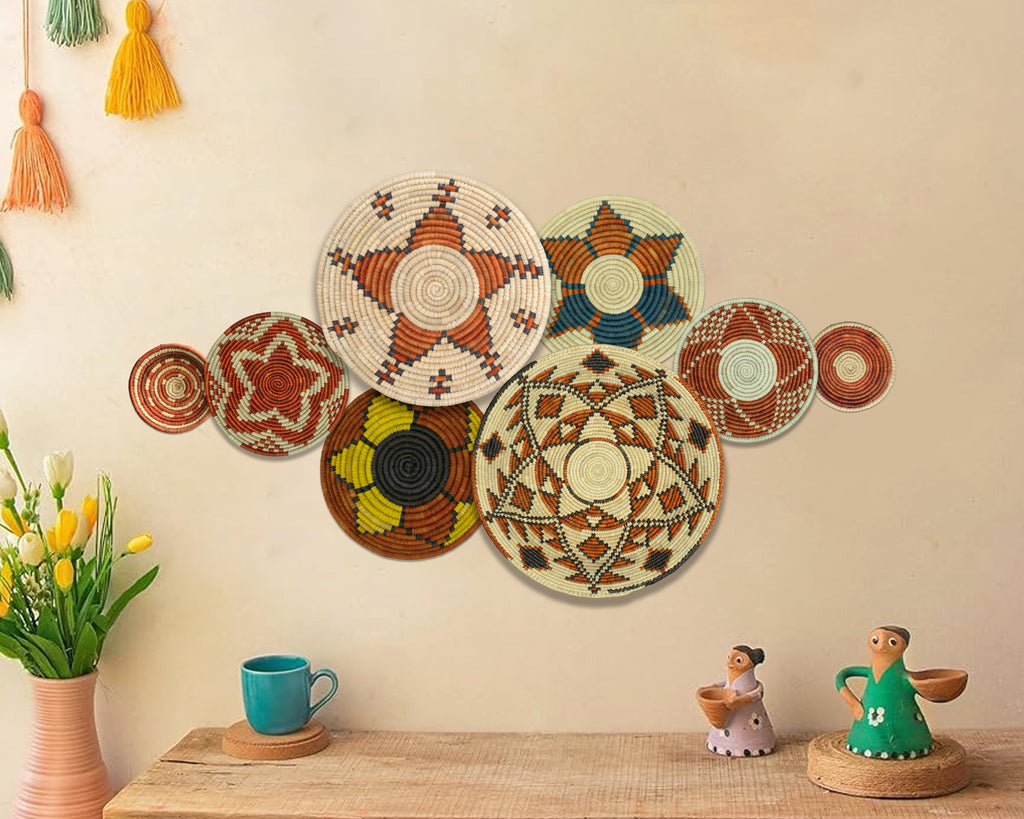 Set of 8 Handwoven wall baskets SET-339-8 N