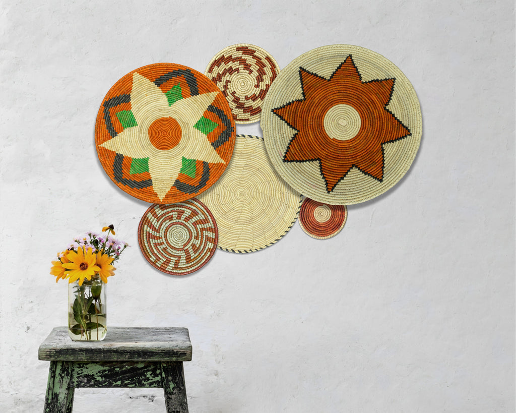 Set of 6 Handwoven wall baskets SET-268-6 N