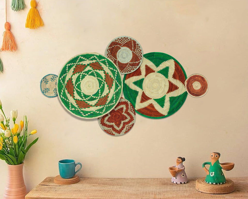 Set of 6 Handwoven wall baskets SET-381-6 N