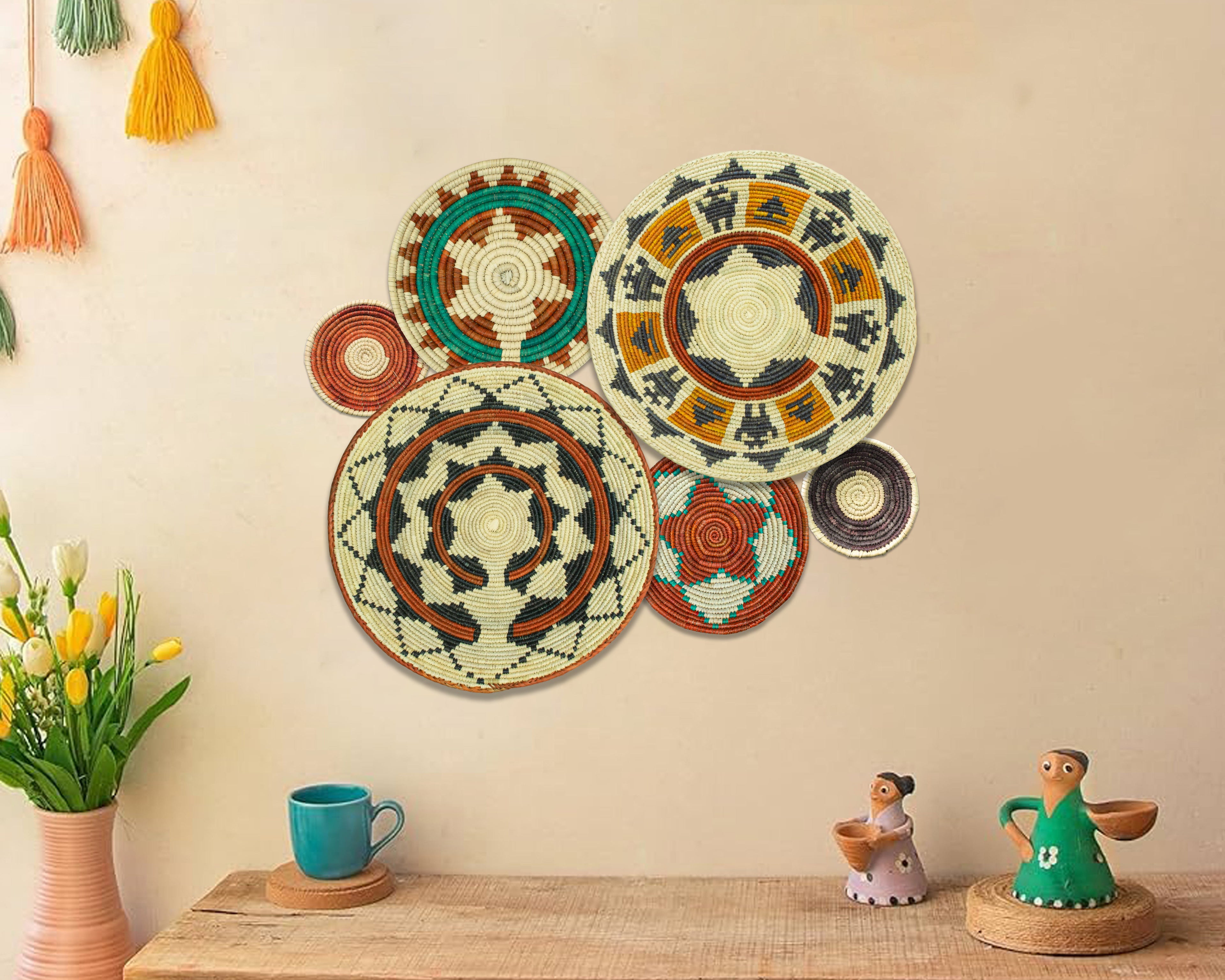 Set of 6 Handwoven wall baskets SET-287-6 N