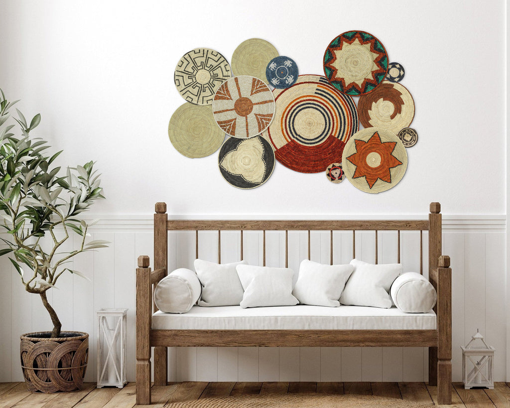 Set of 13 Handwoven wall baskets SET-157-13 N