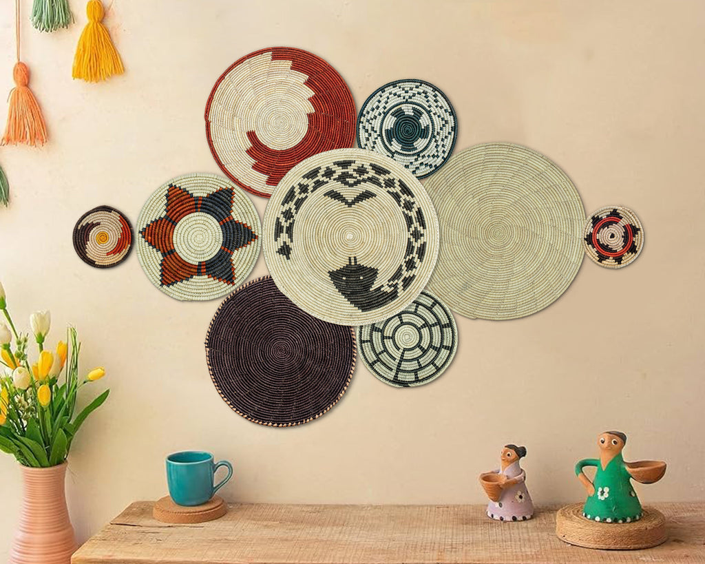 Set of 9 Handwoven wall baskets SET-17-9 N