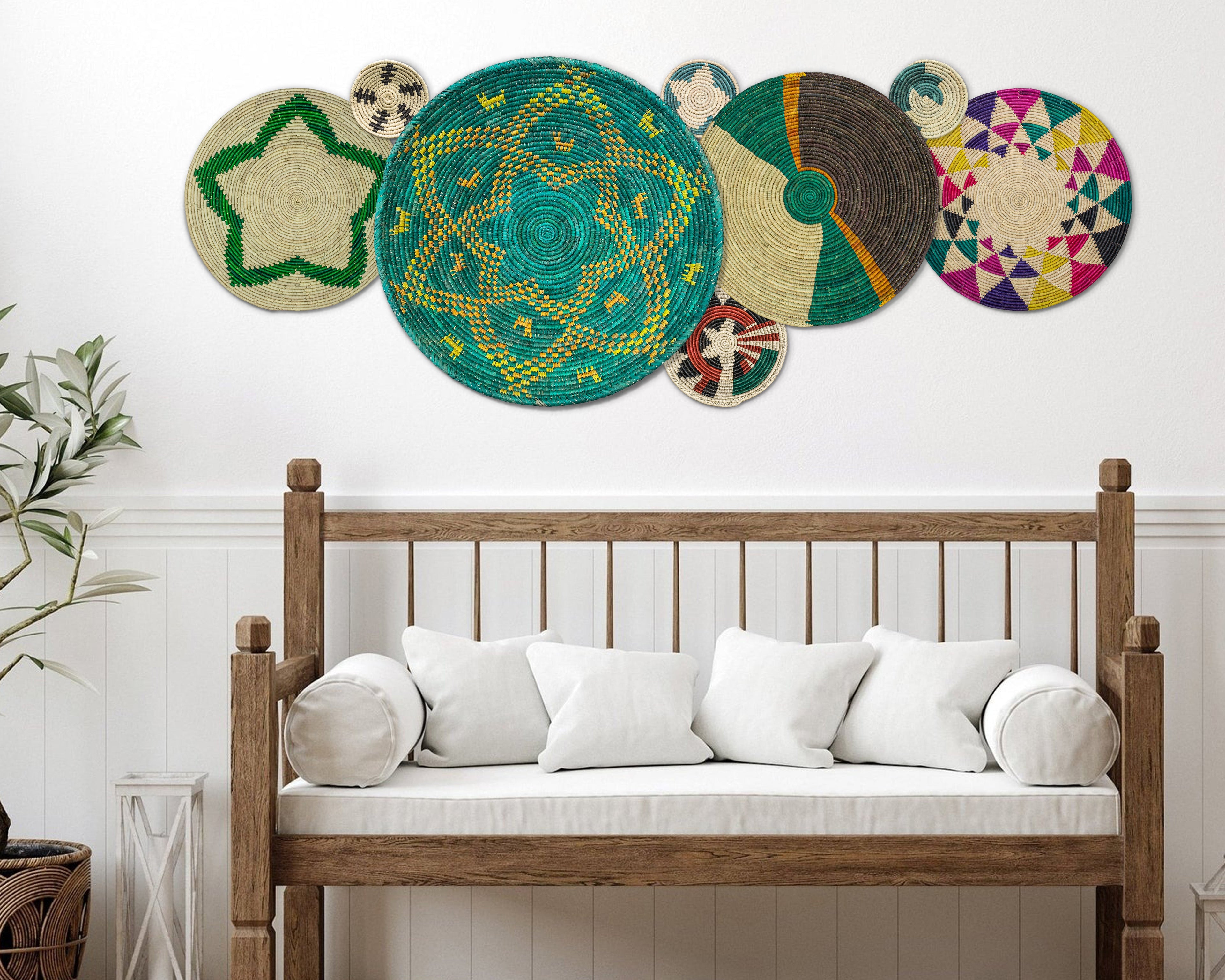 Set of 8 Handwoven wall baskets SET-330-8 N