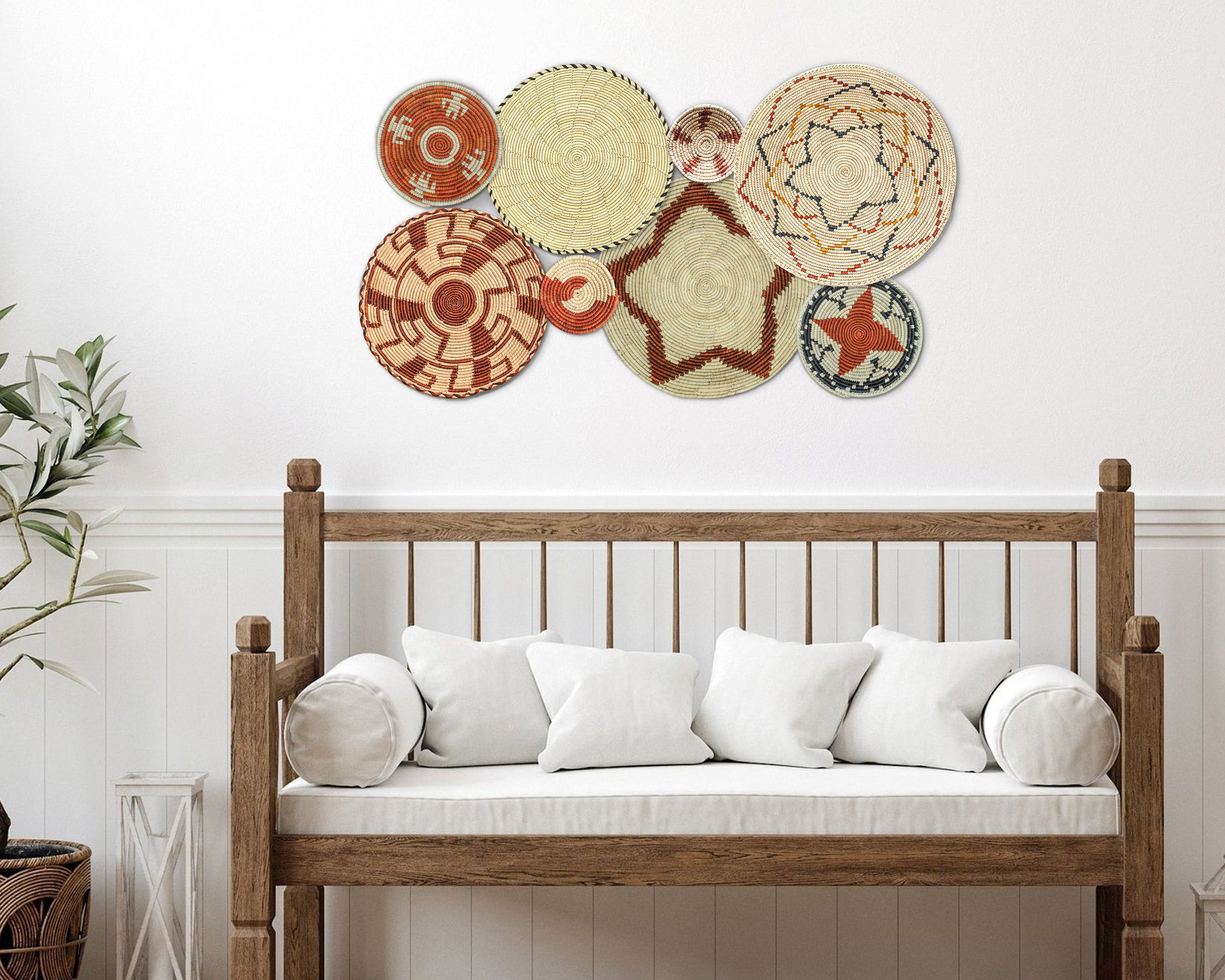 Set of 8 Handwoven wall baskets SET-246-8 N