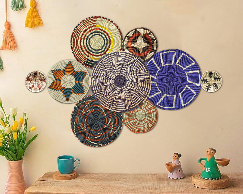 Set of 9 Handwoven wall baskets SET-19-9 N