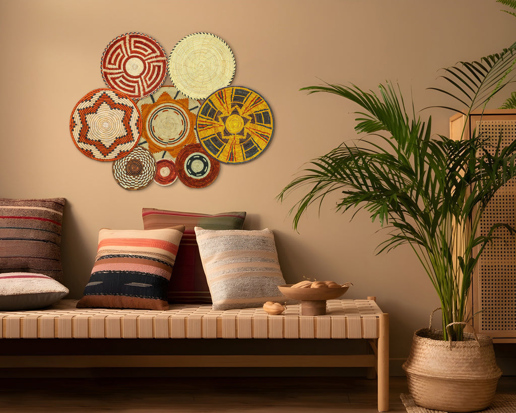 Set of 8 Handwoven wall baskets SET-354-8 N