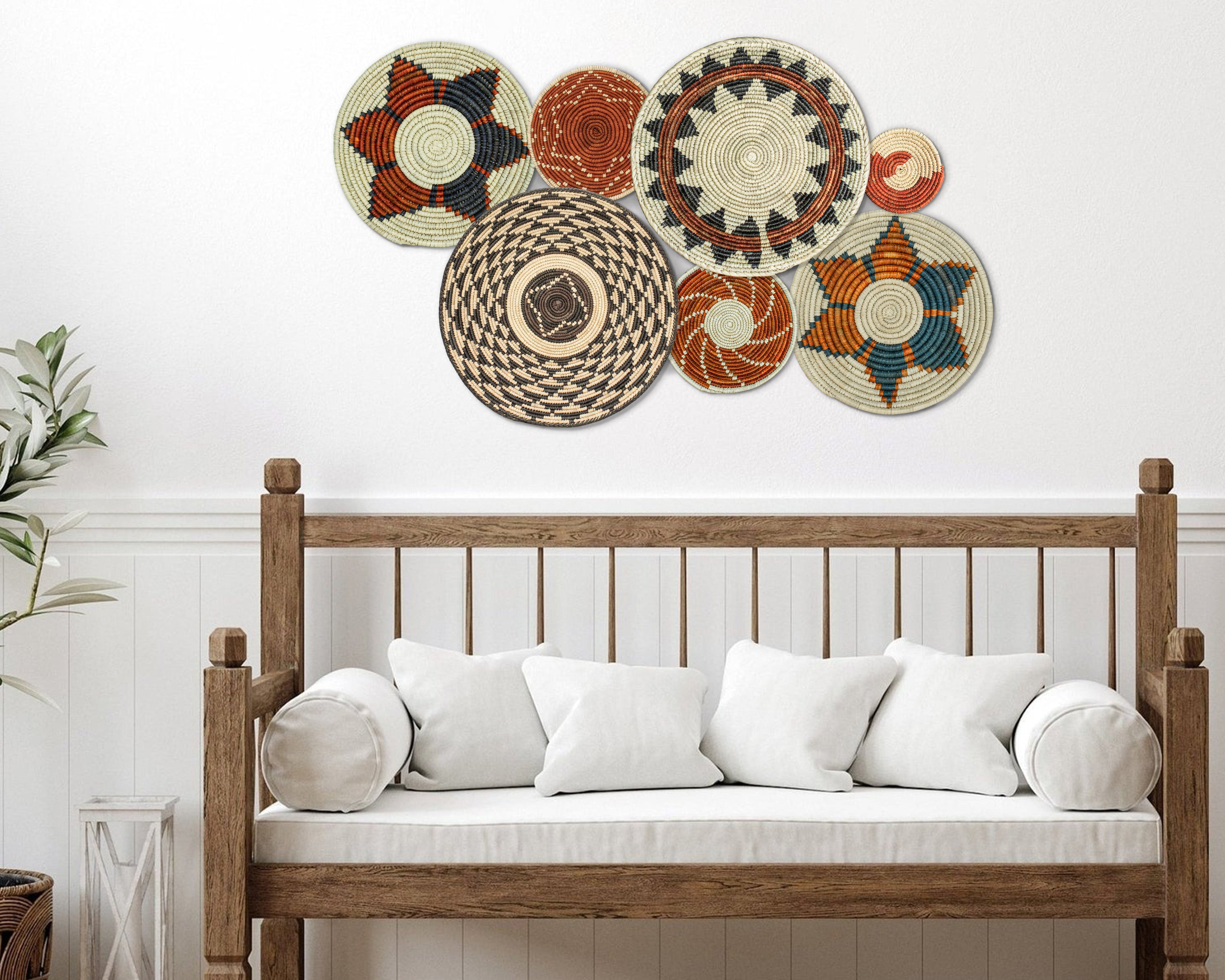 Set of 7 Handwoven wall baskets Set 47-7-N