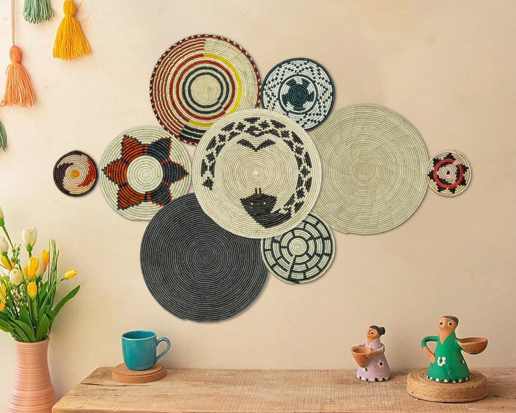 Set of 9 Handwoven wall baskets SET-17-9 N