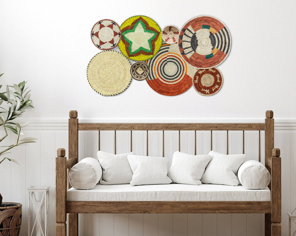 Set of 8 Handwoven wall baskets SET-245-8 N