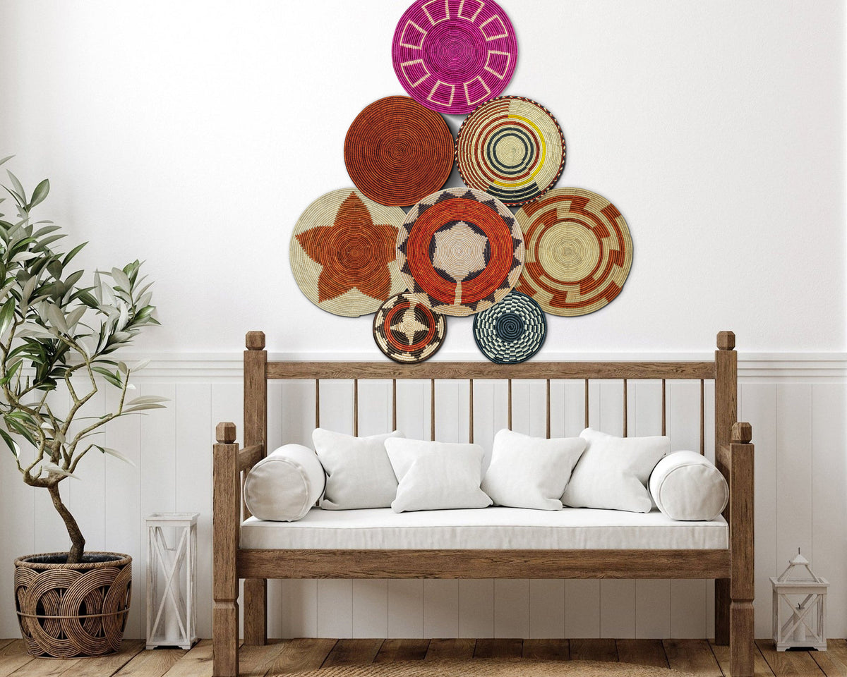 Set of 8 Handwoven wall baskets SET-342-8 N