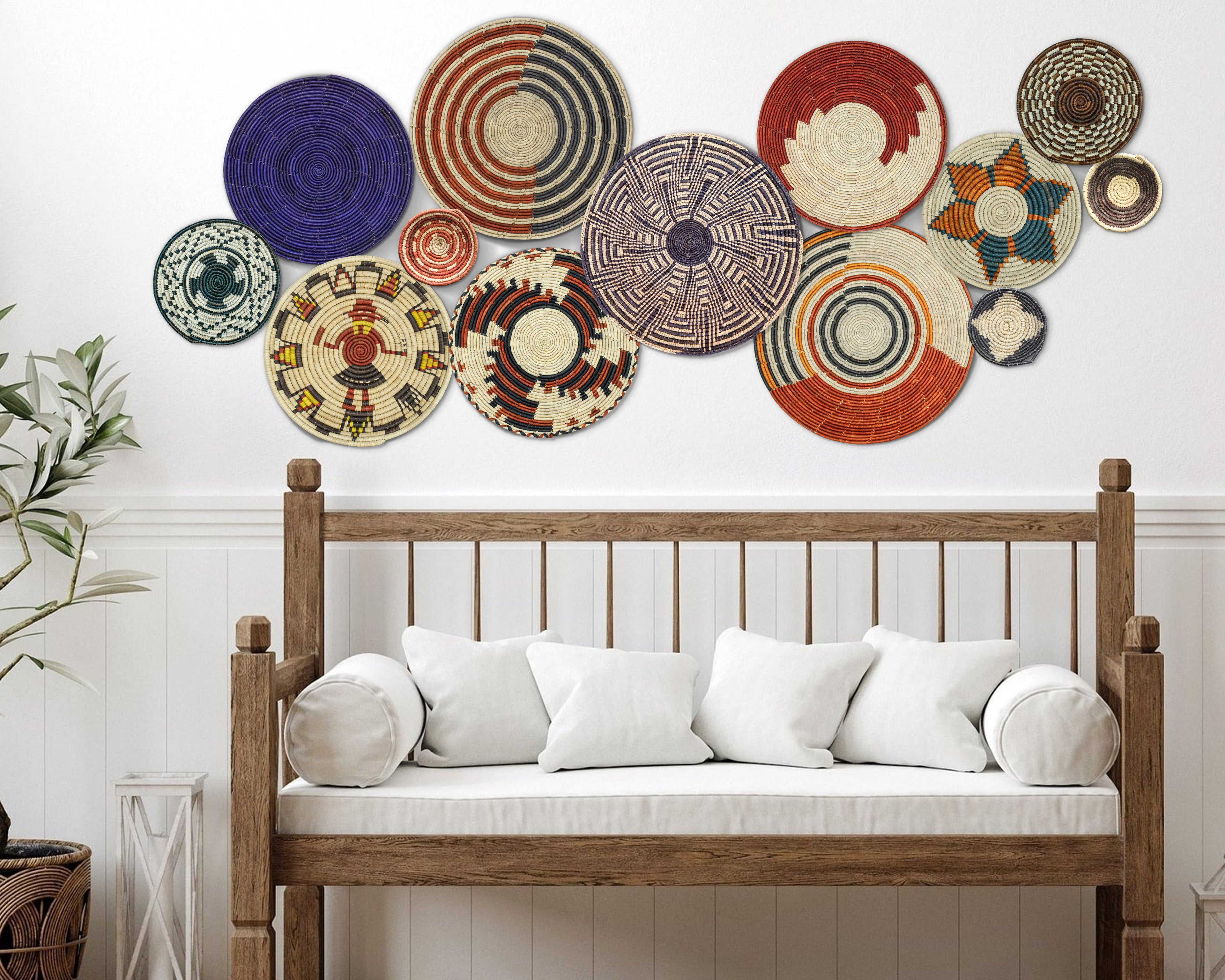 Set of 13 Handwoven wall baskets SET-177-13 N