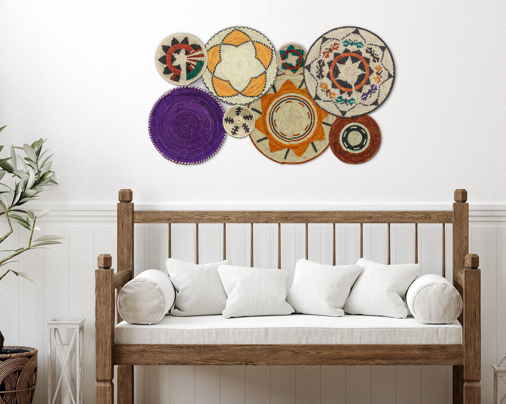 Set of 8 Handwoven wall baskets SET-244-8 N