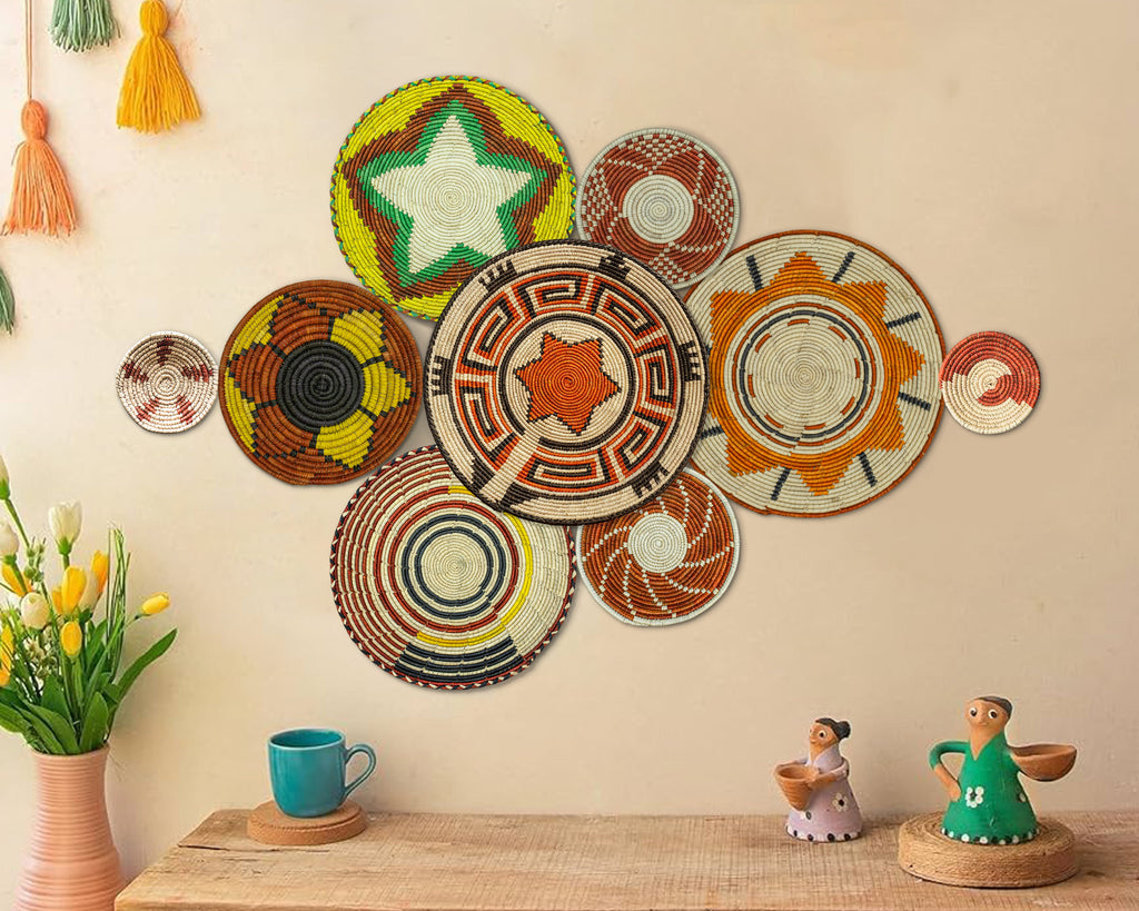 Set of 9 Handwoven wall baskets SET-18-9 N