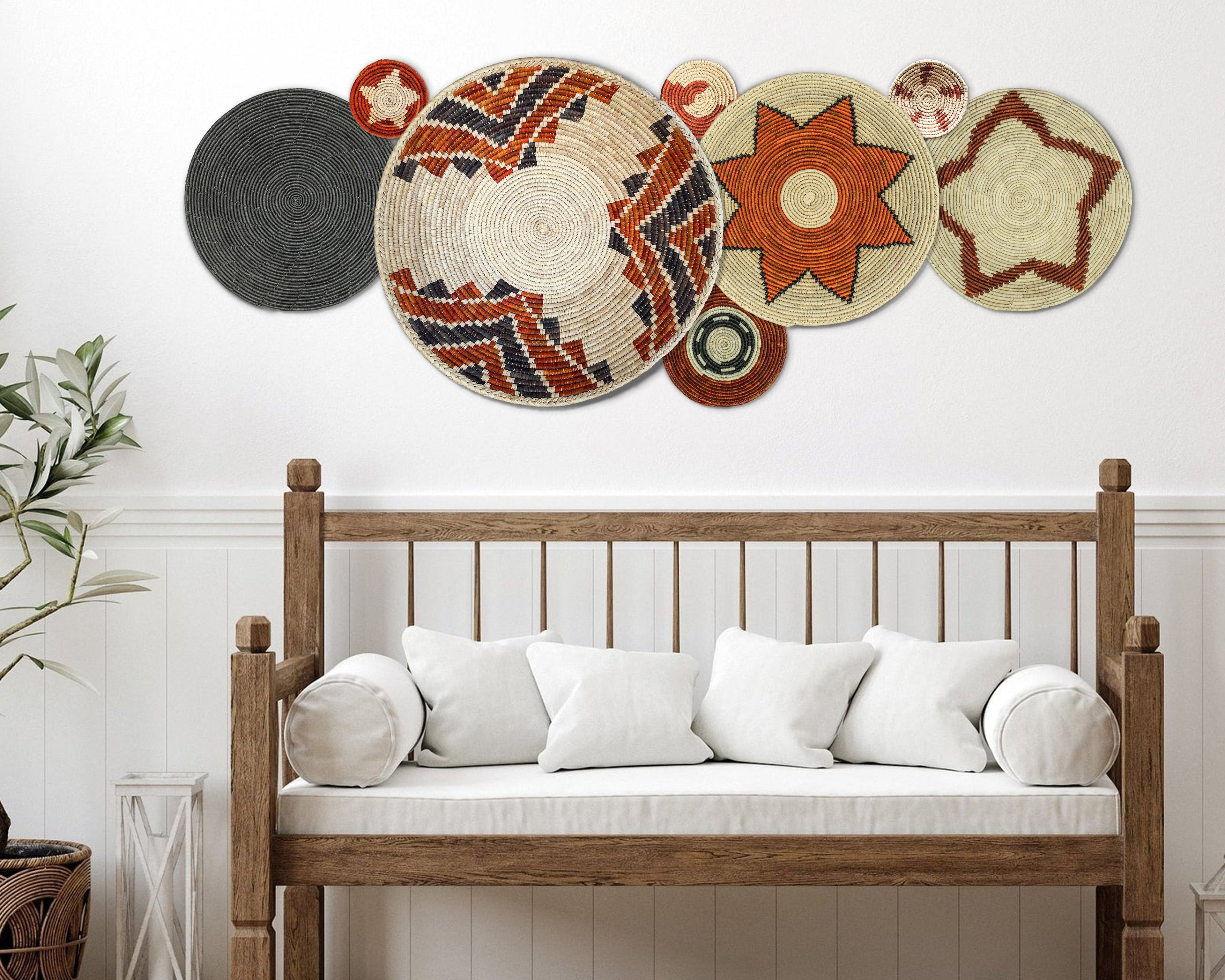 Set of 8 Handwoven wall baskets SET-326-8 N