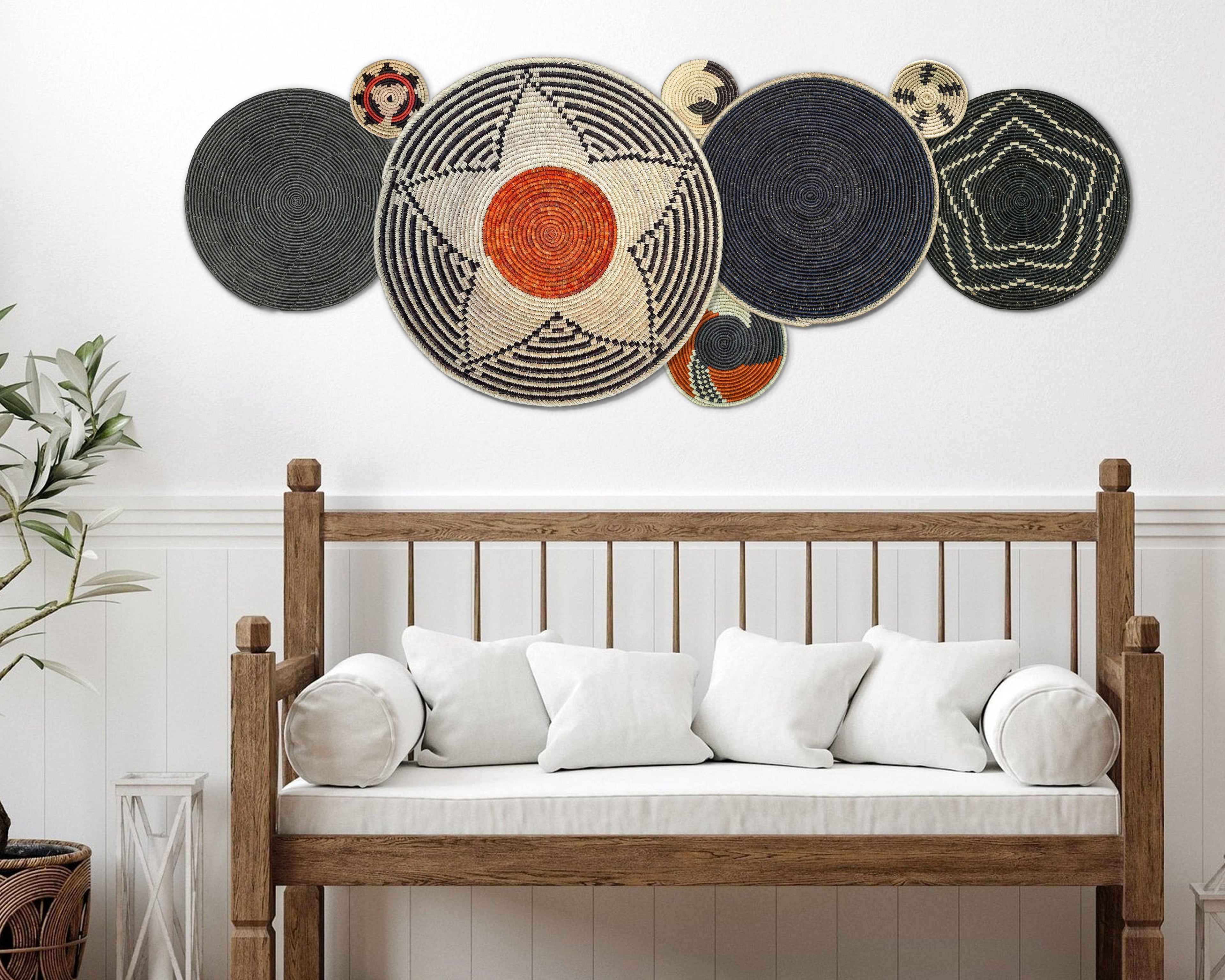 Set of 8 Handwoven wall baskets SET-327-8 N