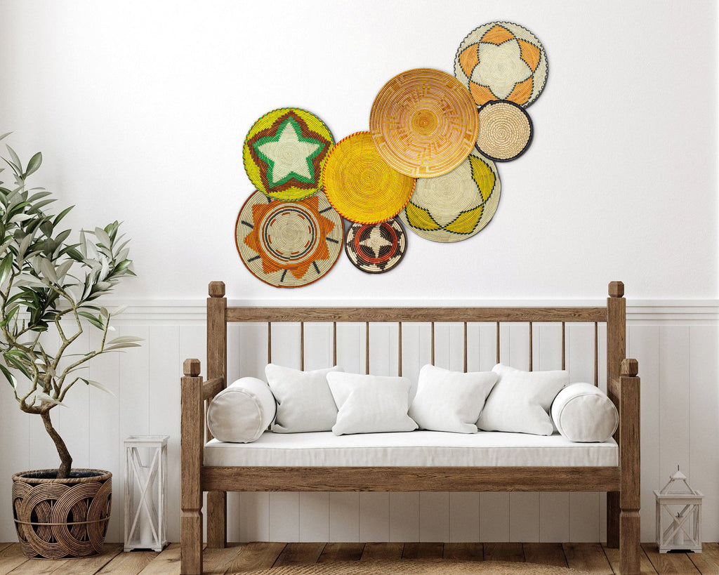 Set of 8 Handwoven wall baskets SET-343-8 N