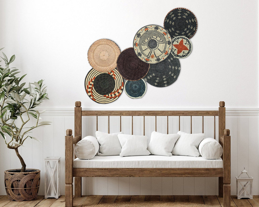 Set of 8 Handwoven wall baskets SET-345-8 N