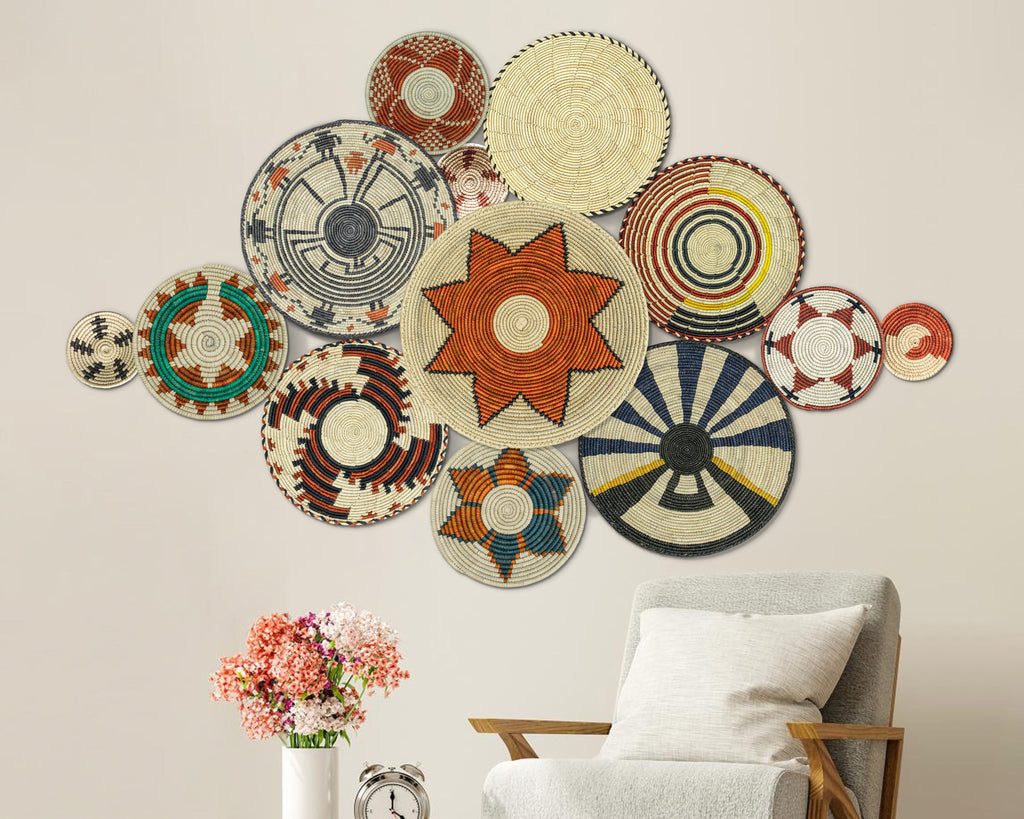 Set of 13 Handwoven wall baskets SET-159-13 N