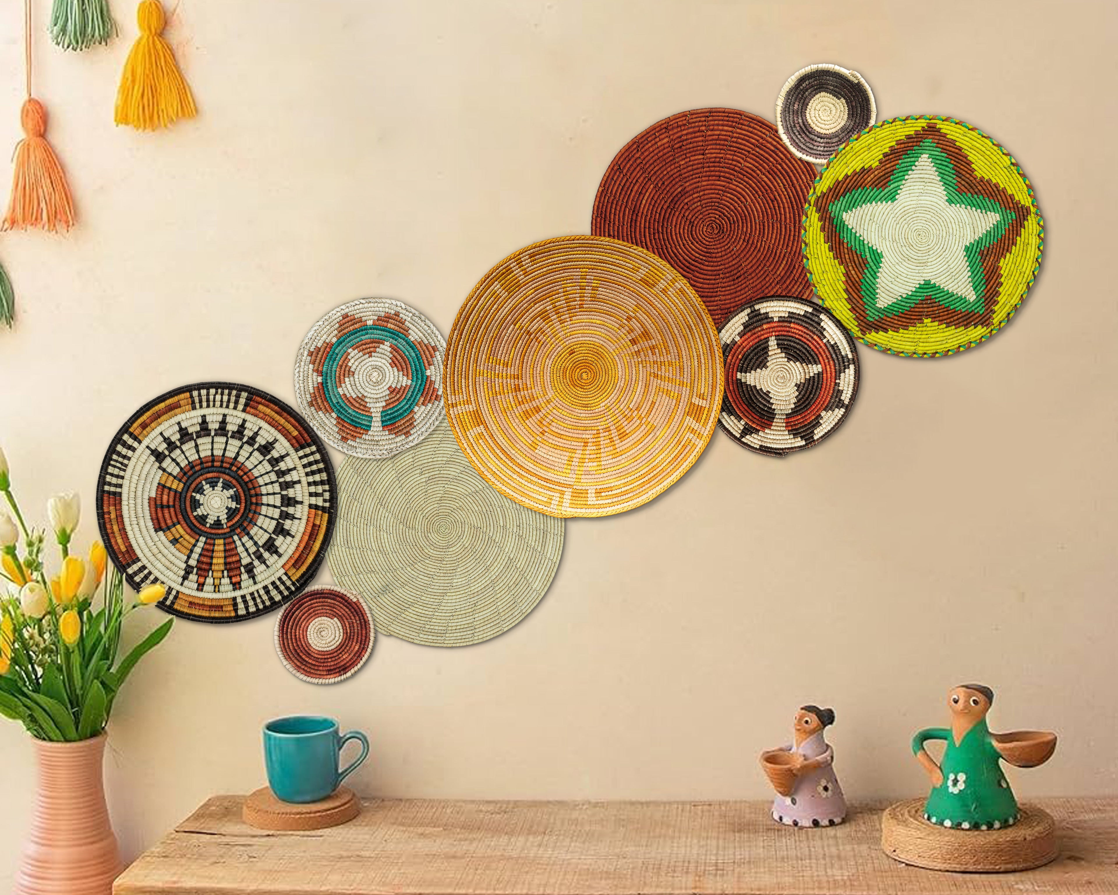 Set of 9 Handwoven wall baskets SET-20-9 N