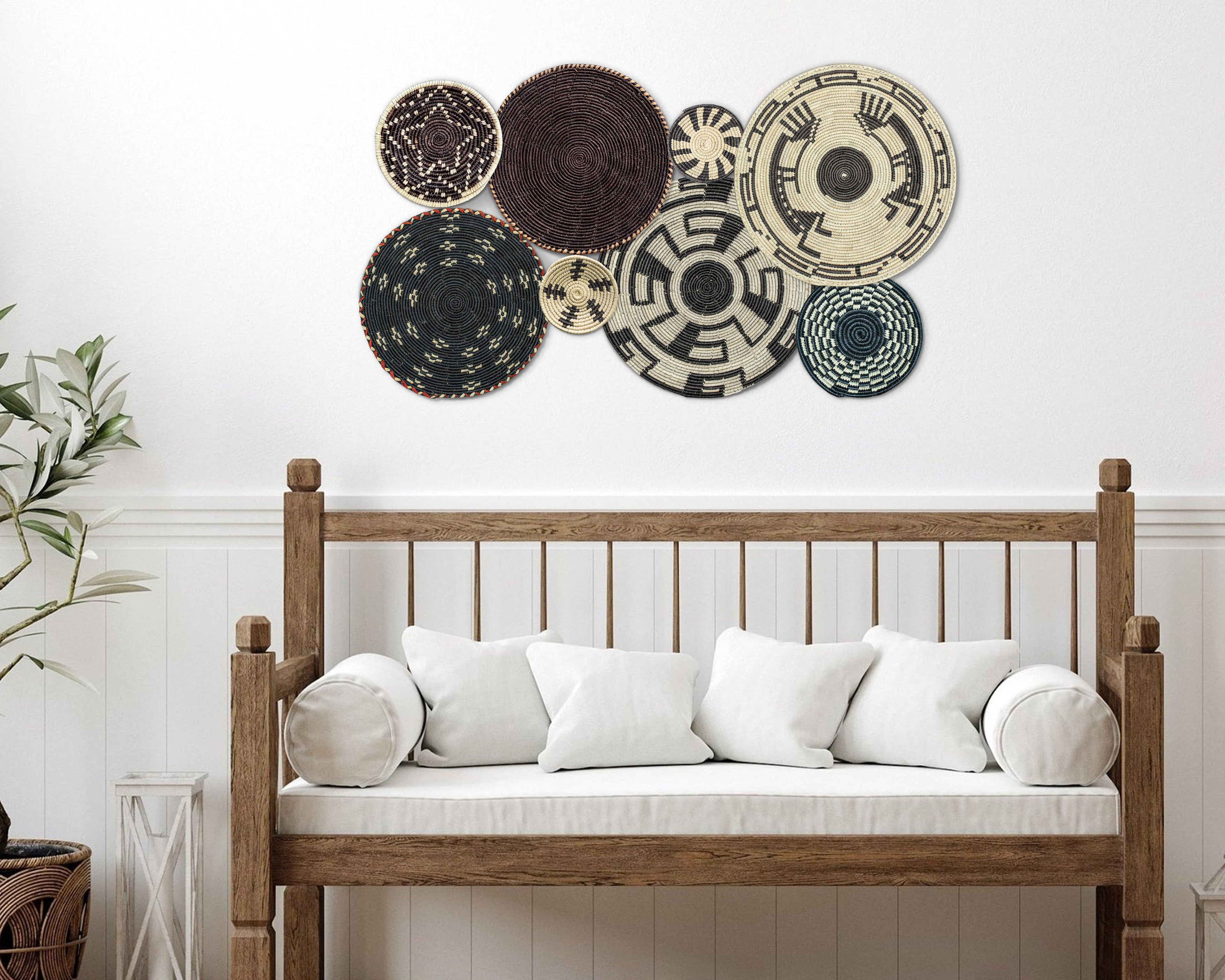 Set of 8 Handwoven wall baskets SET-243-8 N