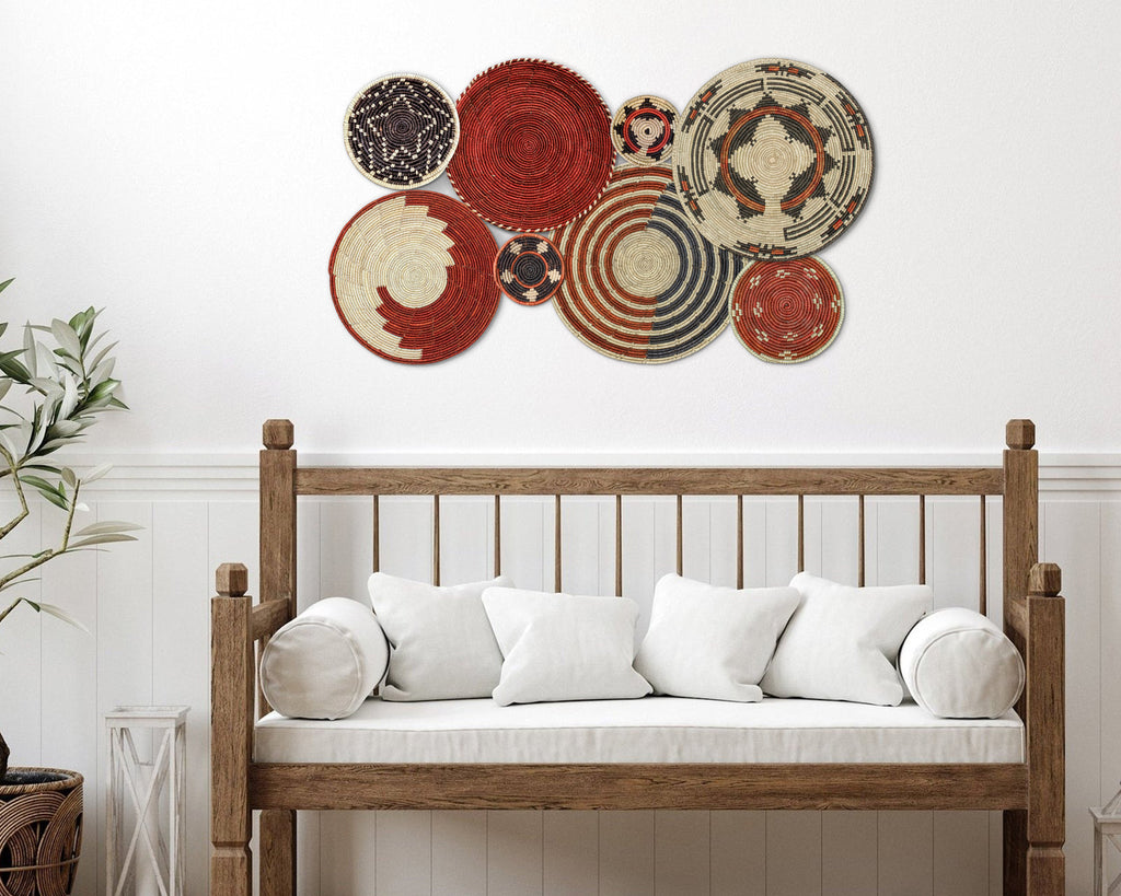 Set of 8 Handwoven wall baskets SET-241-8 N