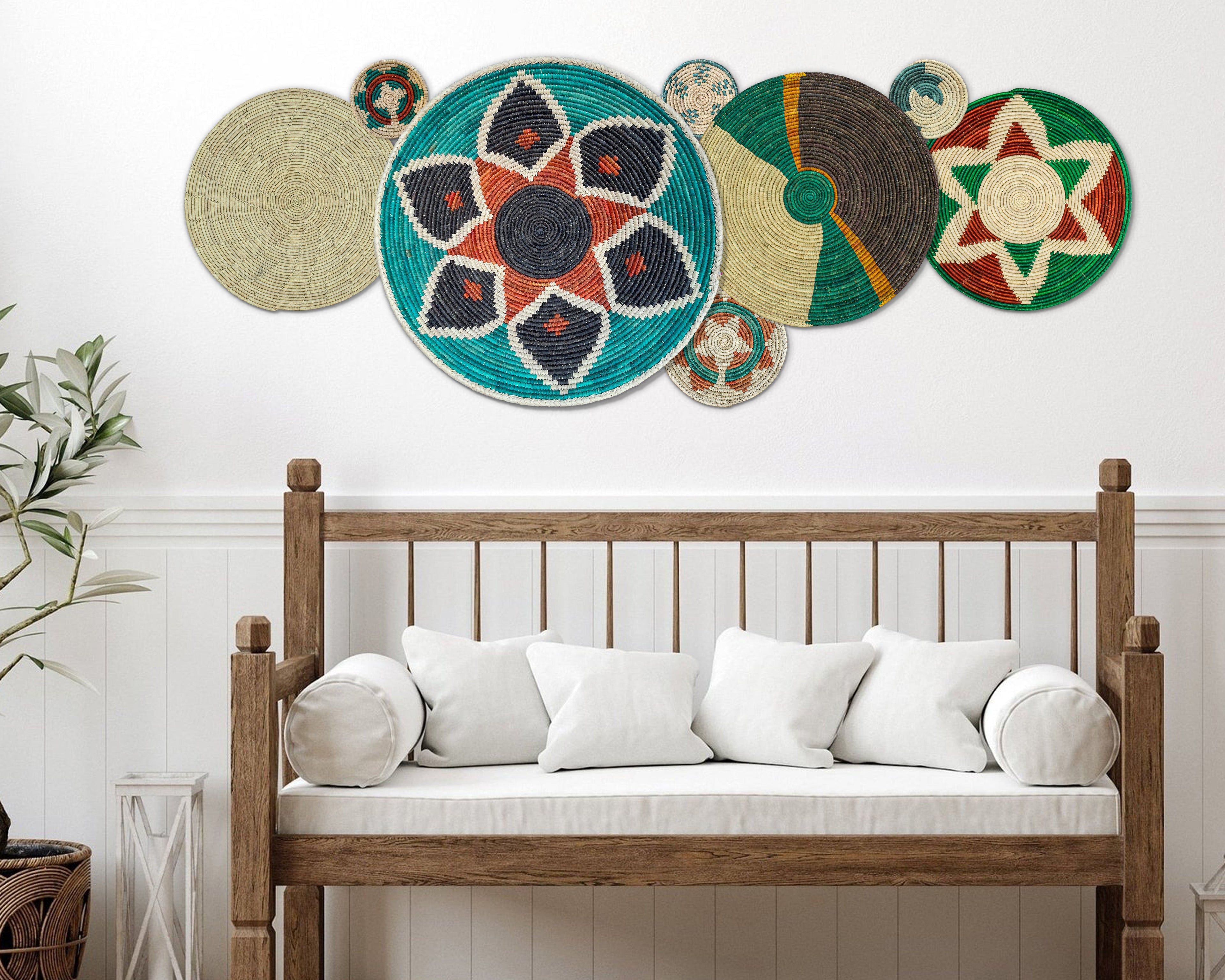 Set of 8 Handwoven wall baskets SET-325-8 N