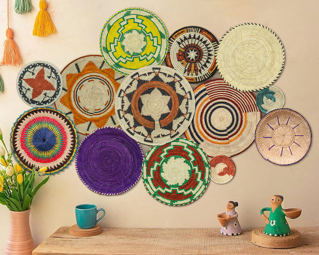 Set of 13 Handwoven wall baskets SET-154-13 N