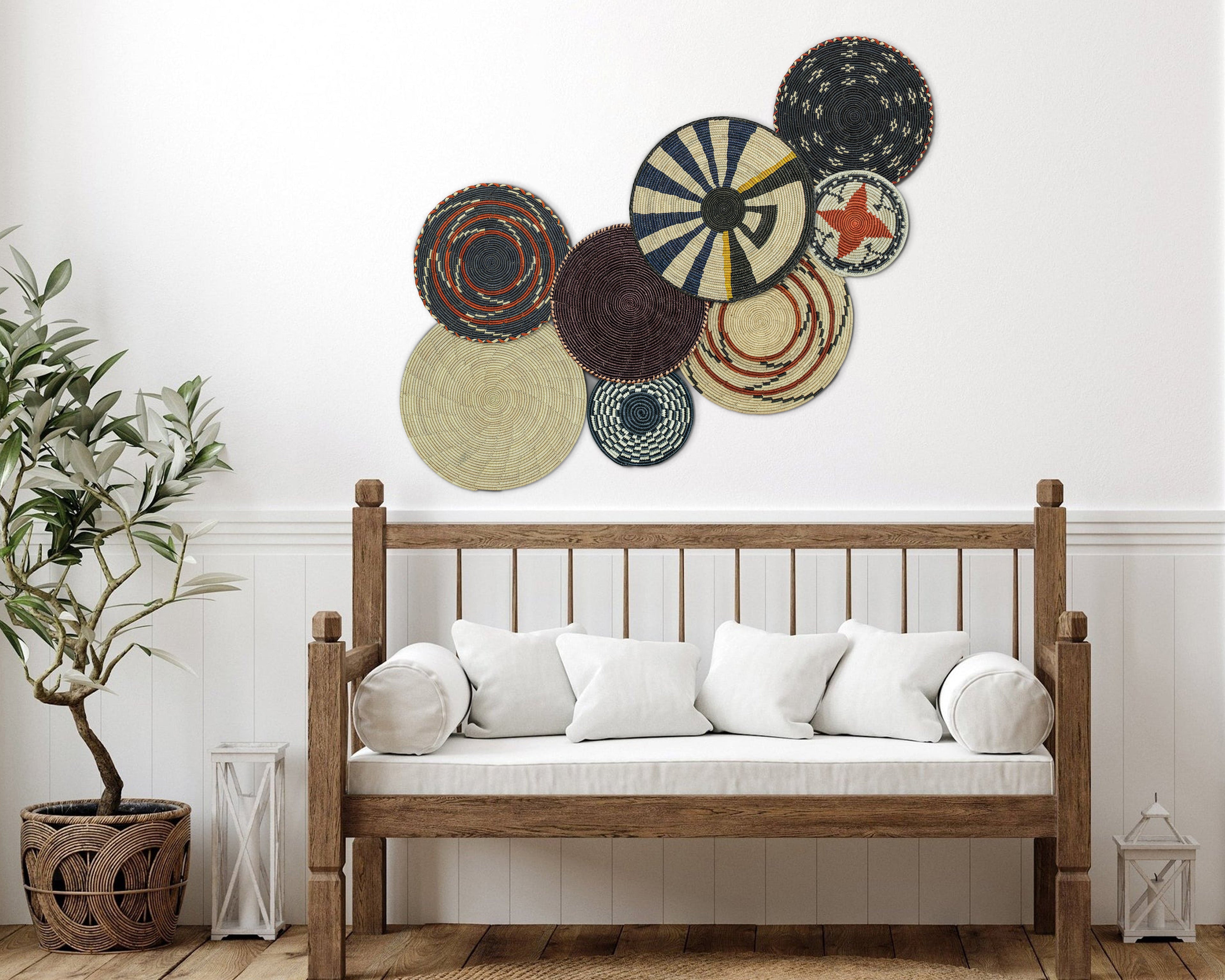 Set of 8 Handwoven wall baskets SET-344-8 N