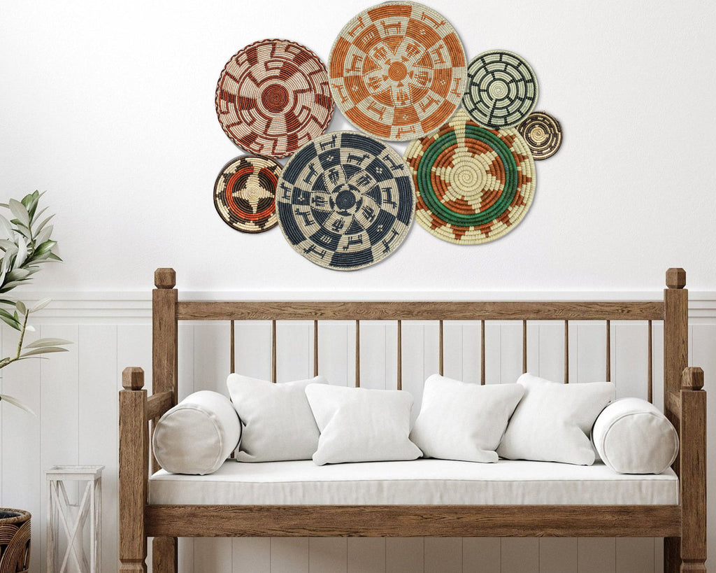 Set of 7 Handwoven wall baskets Set 45-7-N