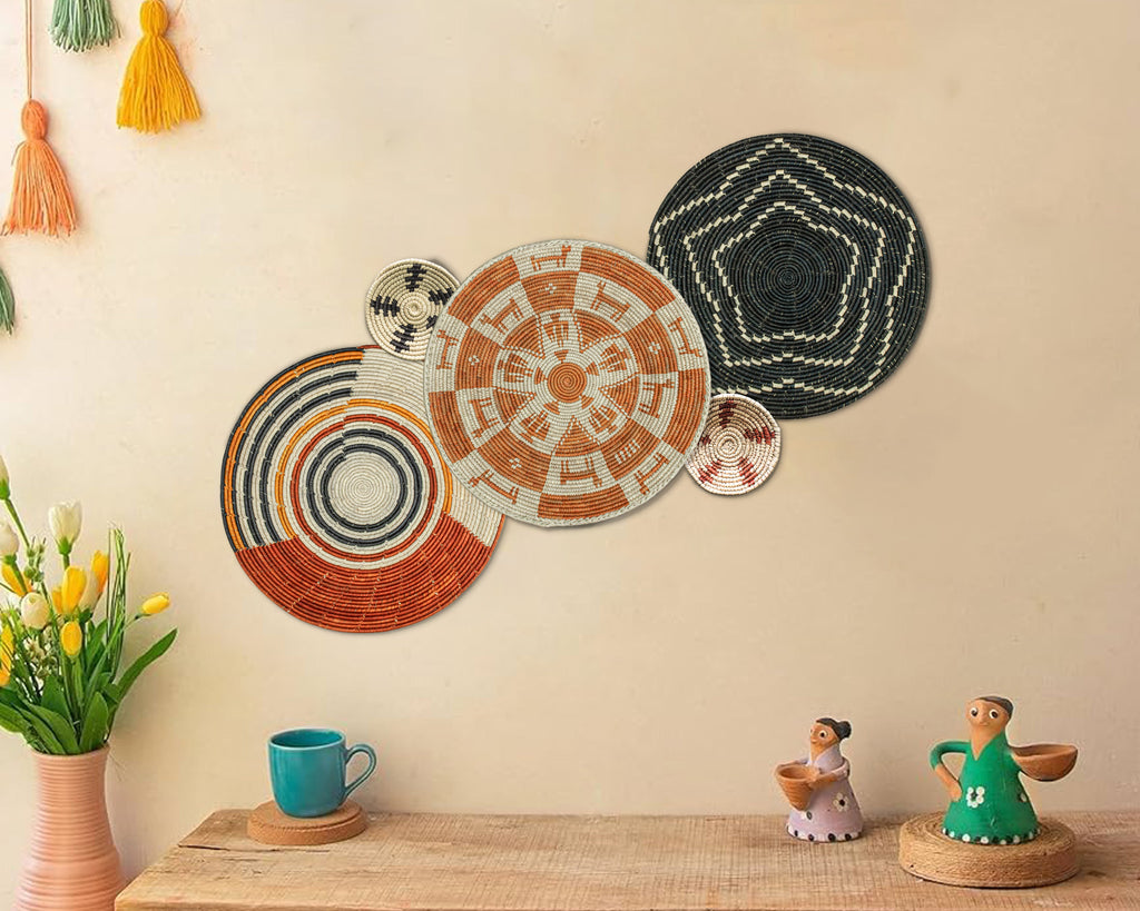 Set of 5 Handwoven wall baskets SET-63-5 N