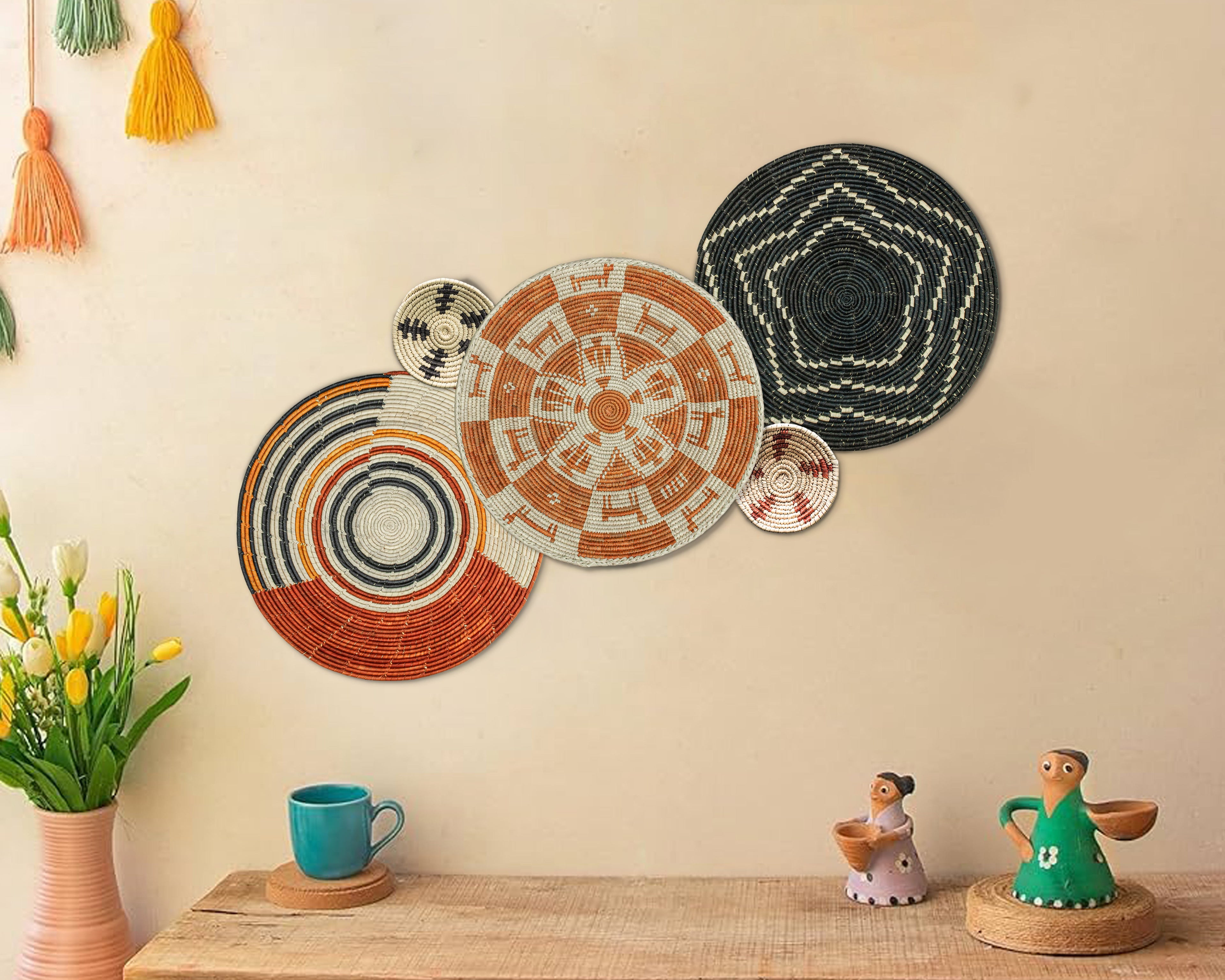 Set of 5 Handwoven wall baskets SET-63-5 N