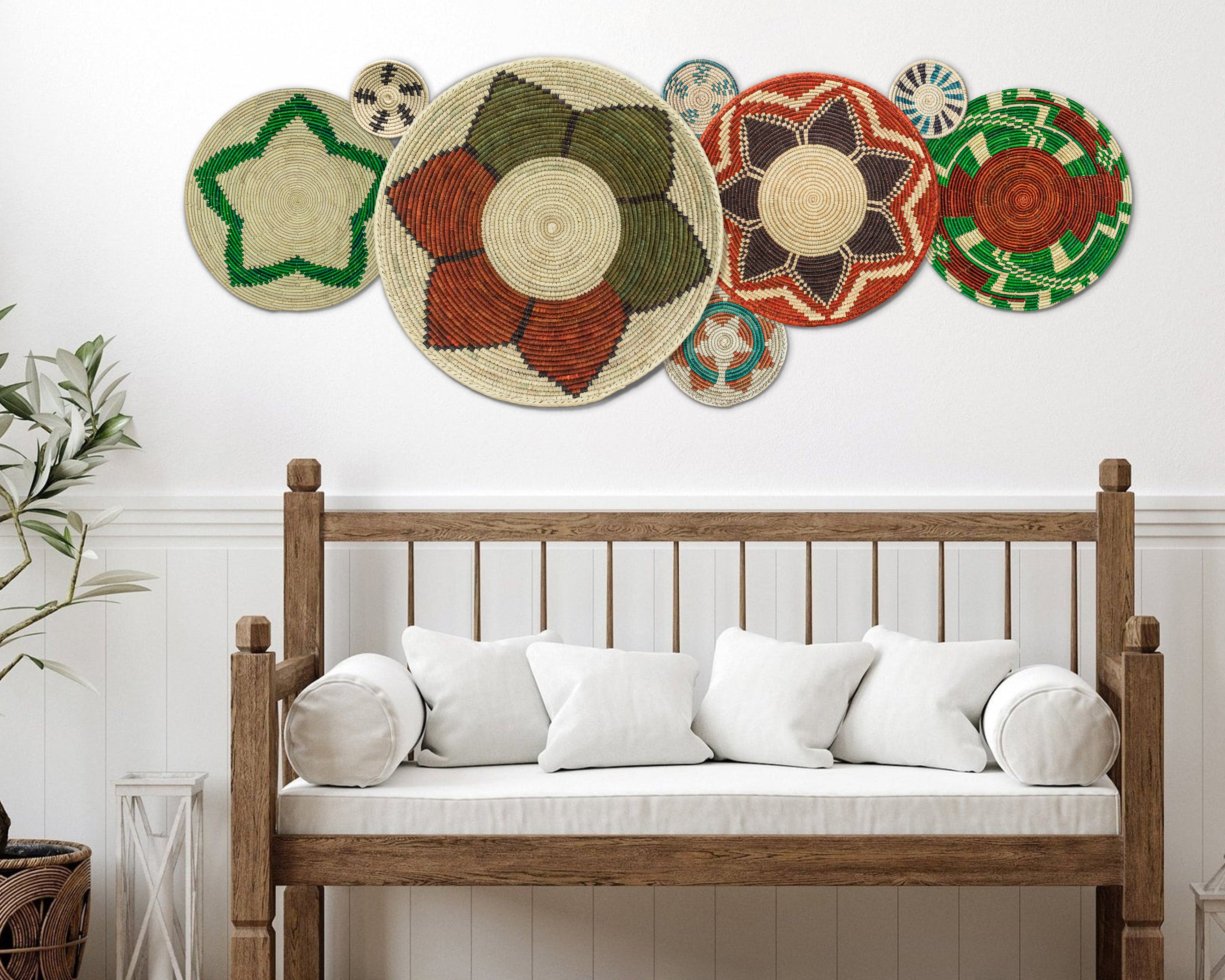 Set of 8 Handwoven wall baskets SET-329-8 N