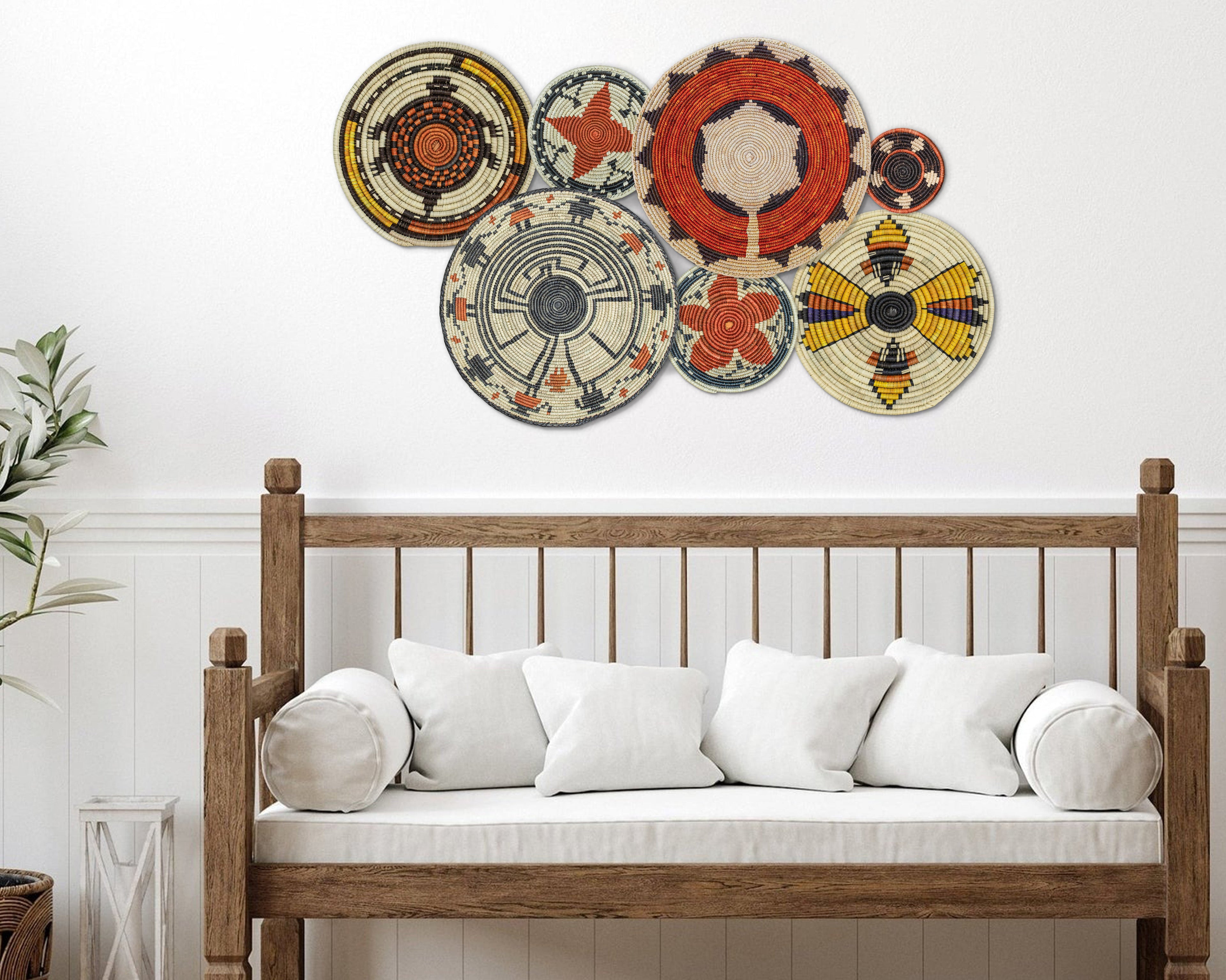 Set of 7 Handwoven wall baskets Set 38-7-N