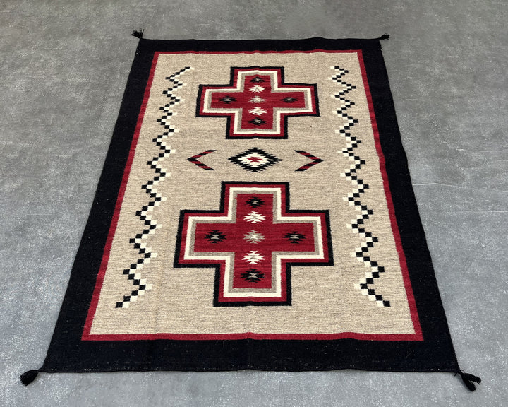 5x7ft Handwoven Dhurrie Rug, Large Soft Wool Flatweave Rug, Southwestern Tribal Area Rug, Perfect for Living Room & Bedroom