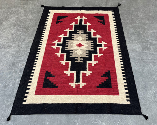 5x7ft Wool Kilim – Southwestern Flatweave Rug