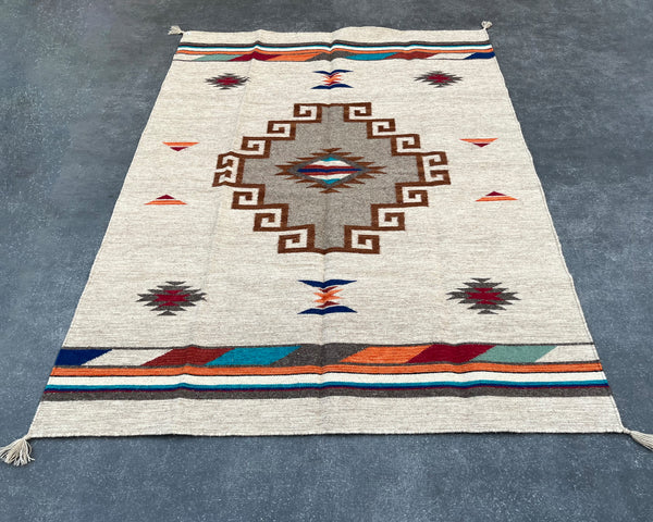 Two Grey Hills - Southwestern Wool Flatweave Rug